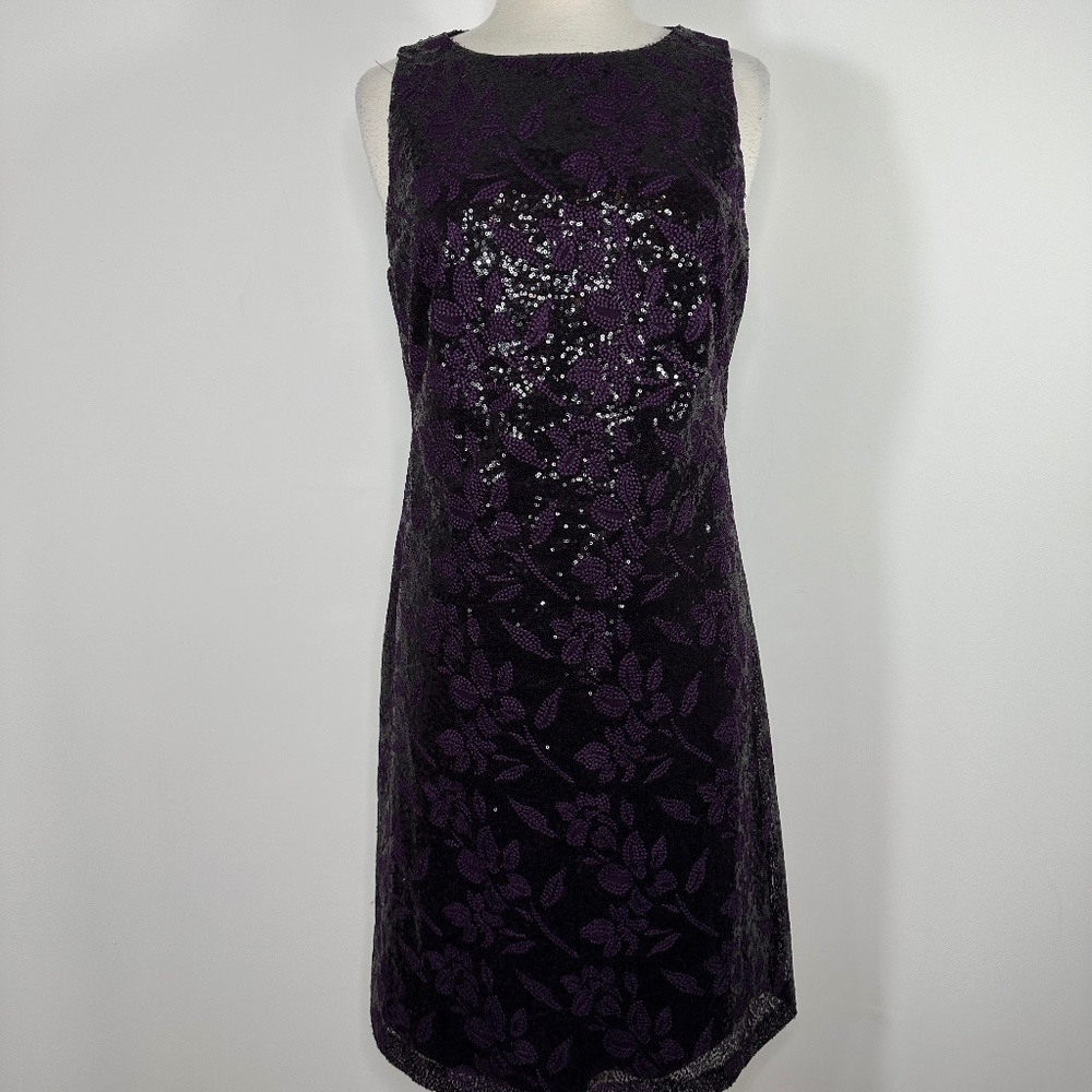 Lauren by Ralph Lauren Purple Sequin Netting Party Dress Sz 12